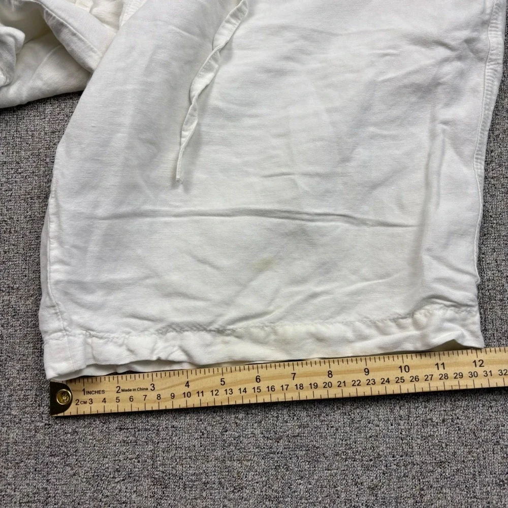 Ron Jon Surf Shop Mens Linen Blend Shorts White 38 Drawstring Cargo